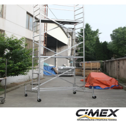 Andamio de aluminio / tipo torre / con ruedas, 8 m