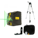 ¡PAQUETE PROMOCIONAL! Nivel láser lineal con haz verde + Adaptador + Trípode para instrumentos de medición